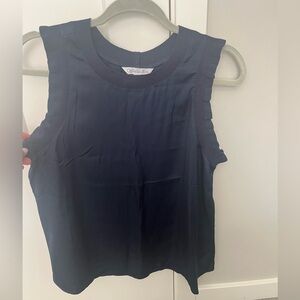 Ophelia & Co. Navy Sleeveless Satin Blouse